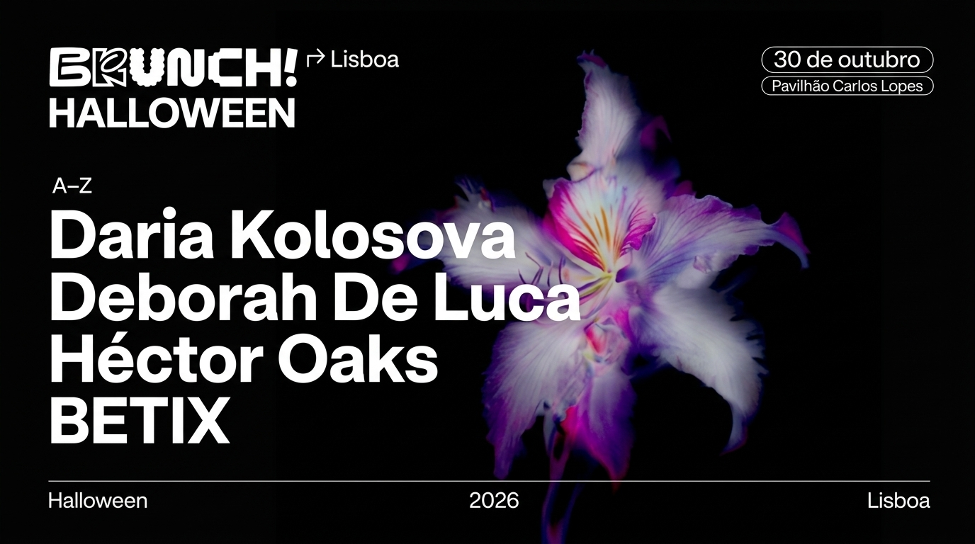 Brunch Halloween el 30 de Octubre en Lisboa, en  Pavilhão Carlos Lopes (Av. Sidónio Pais 16, 1070-051 Lisboa. Djs Daria Kolosova. Deborah De Luca. Héctor Oaks . BETIX.