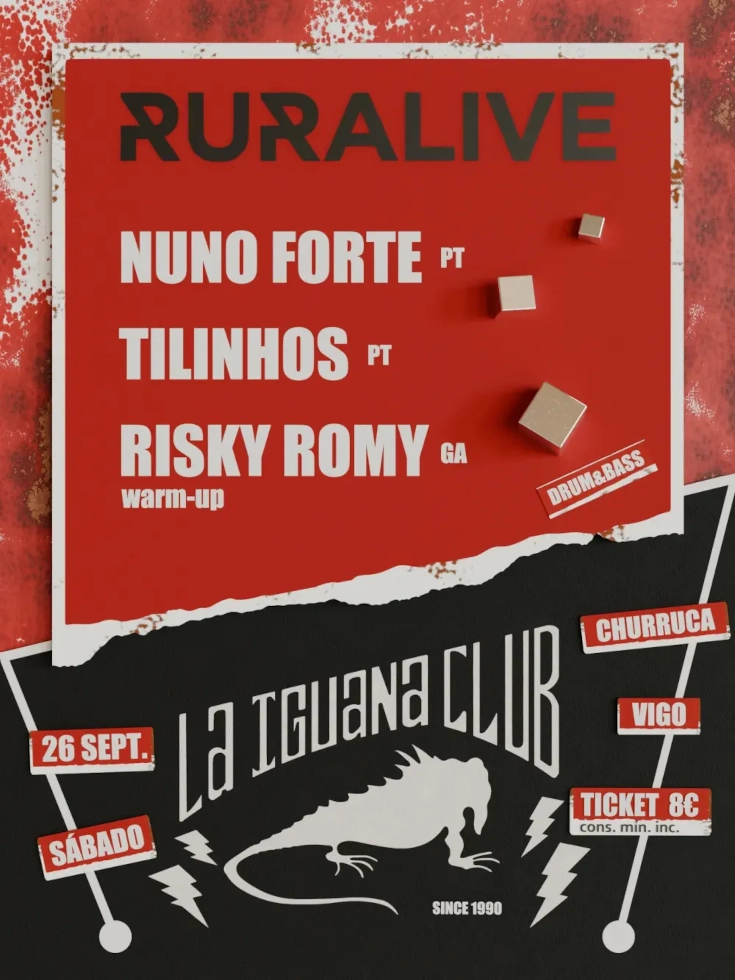 Ruralive, séptima edición en La Iguana Club, en Vigo, con Nuno Forte, Tilinhos y Risky Romy