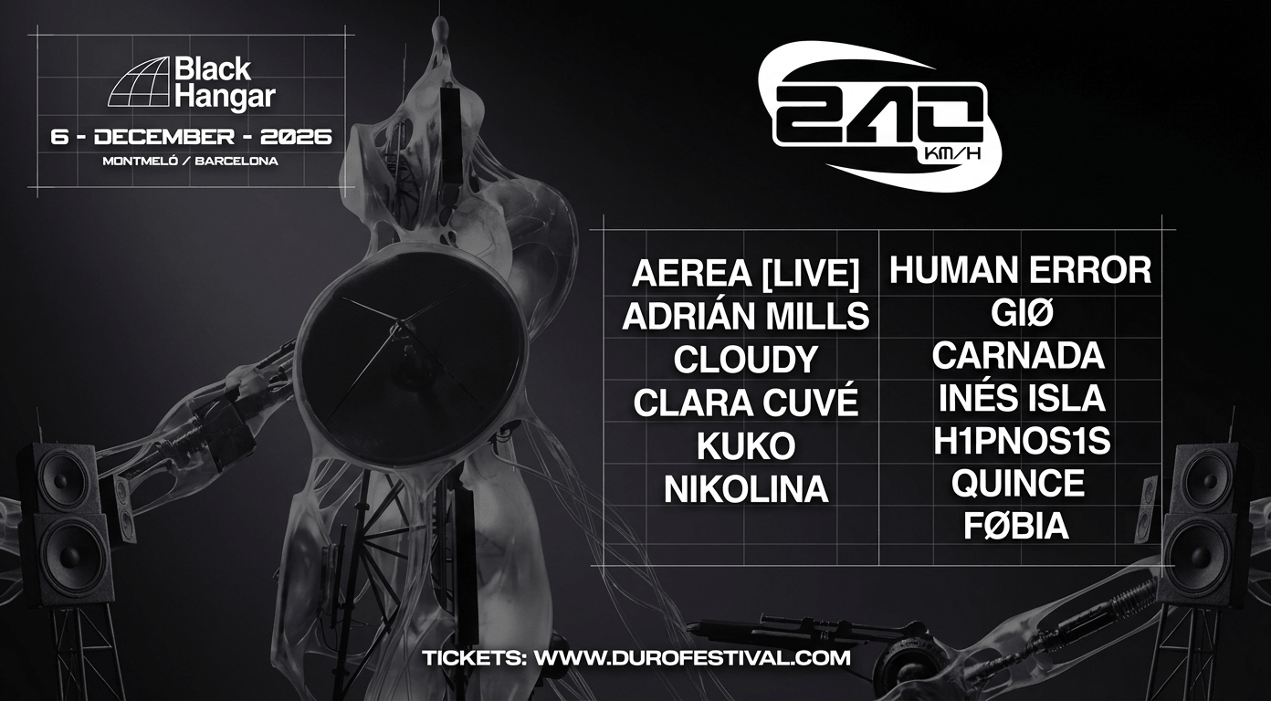Festival Black Hangar (240km/h), en Montmeló. Barcelona, el 5 y 6 de diciembre. Djs Aerea (live) Adrián Mills. Cloudy. Clara Cuvé. Kuko. Nikolina. Human Error. Gio. Carnada. Inés Isla. Hipnosis. Quince. Fobia.