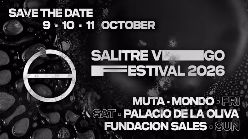 Cartel del festival Salitre en Vigo los días 9, 10 y 11 de octubre de 2026 en el Muta, Mondo, Palacio de la Oliva y Fundación Sales