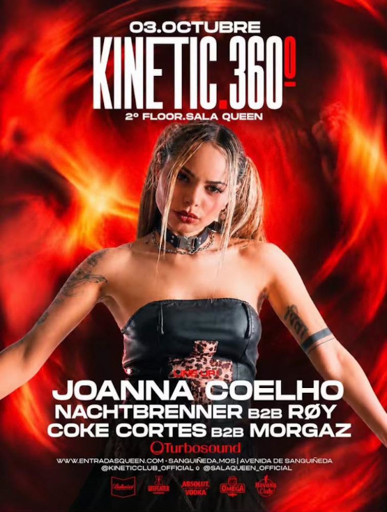 Festival Kinetic 360 en sala Queen, Mos, Vigo.3 de Octubre. Djs Joanna COELHO.NachtbrennerB2b Roy. Coke Cortes bsb Morgaz.