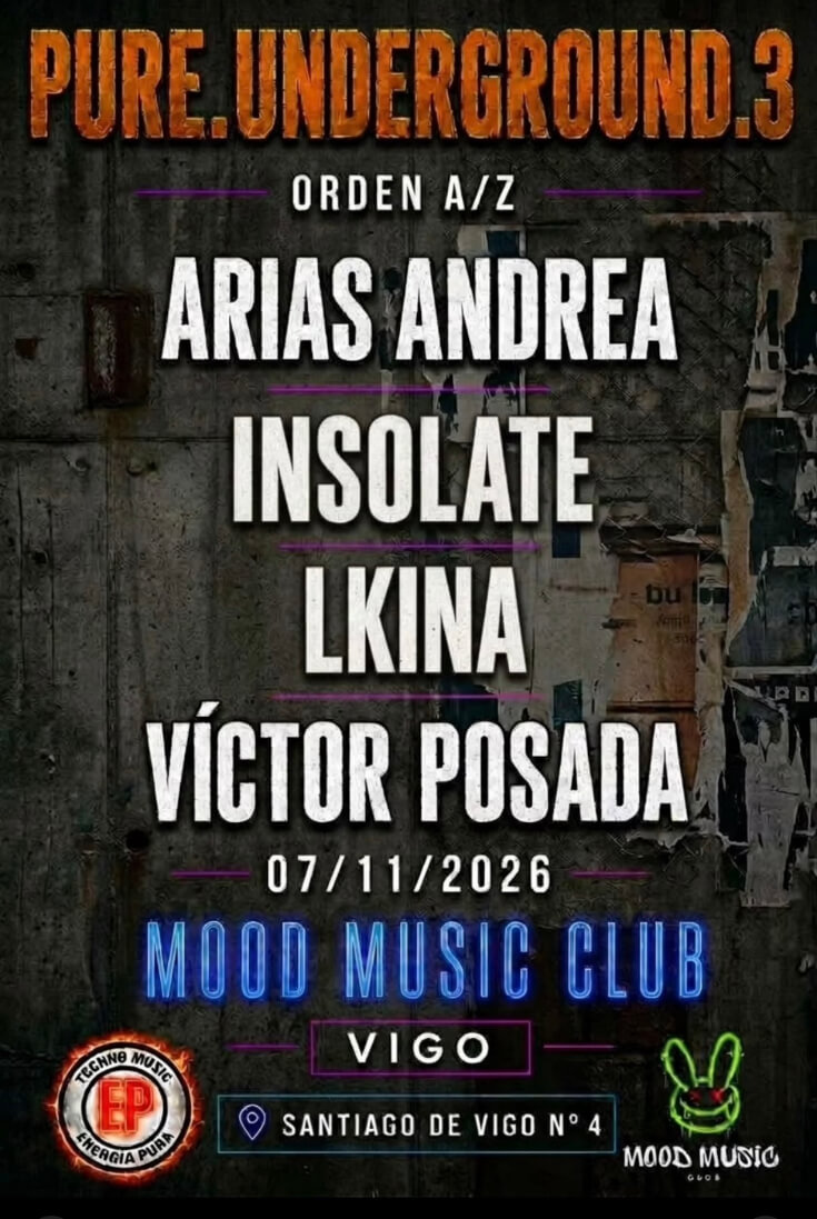Pure Underground 2, la fiesta techno del 3 de octubre en el Club Mood, en Vigo